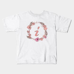 Letter I Rose Pink Initial Monogram - Letter i Kids T-Shirt